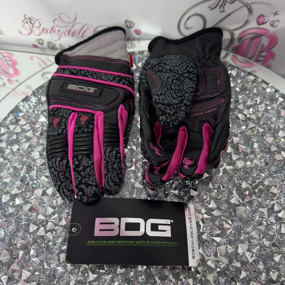 Bob dale gloves pink goat skin leather moveable work gloves mitts working padded - Picture 8 of 8